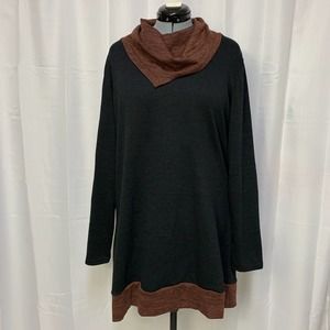 Styleword Handkerchief Cowl Neck Elbow Patch Tunic Top